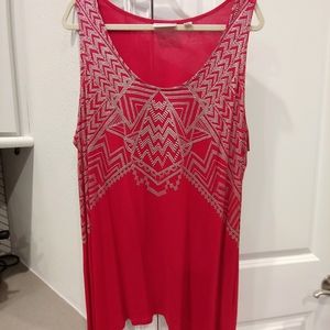 Red Tank Top with Silver Beading, Avenue Brand, Size 26/28